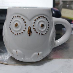 Beautiful Gold White OWL Tea Coffee Mug Cup